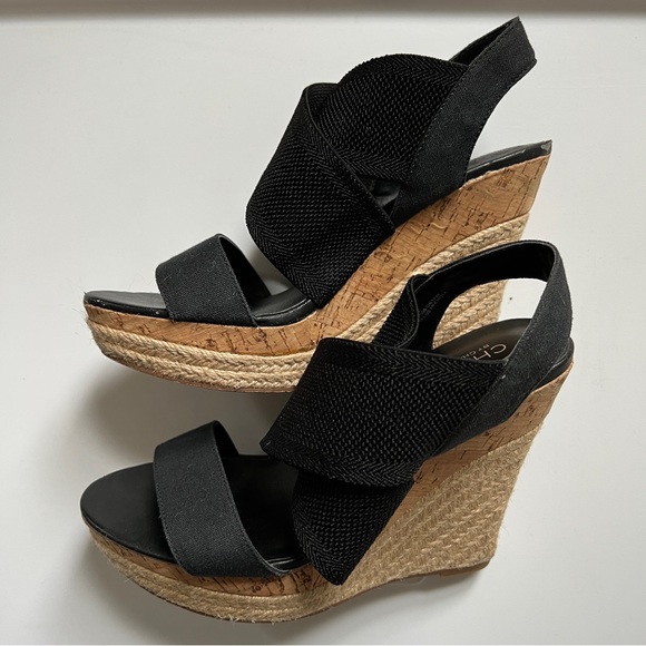 Charles David black espadrille wedges size 6 - Picture 2 of 7